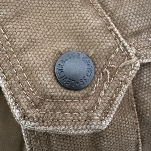 Levis Trucker Jacket Mens Small Brown Cotton Twill Full Zip Quilted Lined - Picture 2 of 16
